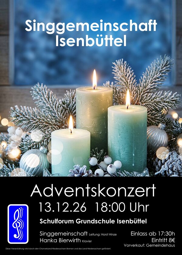 Bild vergr&ouml;&szlig;ern: Flyer für das Adventskonzert der Singgemeinschaft Isenbüttel e.V.